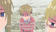 a picture of a boy with the words blake naenae and mikujo when sofia eventually conceives a thought