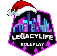 the logo for legacylife roleplay has a santa hat on it