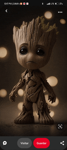 a screenshot of a picture of groot on a cell phone