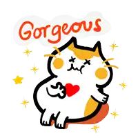 a drawing of a cat with the word gorgeous written above it