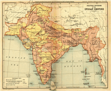 an old map of the indian empire shows the political divisions of the empire