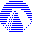 a blue and white logo with a circle of lines and dots .