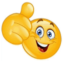 a cartoon smiley face is giving a thumbs up sign .