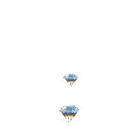 a pair of blue diamonds are floating in the air on a white background .