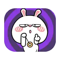 a cartoon of a rabbit holding a donut in its mouth
