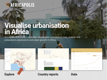 a screenshot of a website titled africapolis that shows maps and graphs