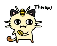 a cartoon drawing of a cat with the word thwap below it
