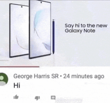 an ad for the new galaxy note by george harris