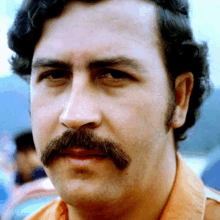 a close up of a man with a mustache