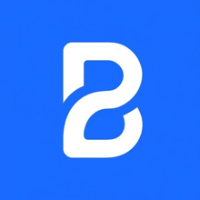 a blue background with a white letter b in the middle