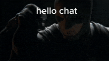 a black and white photo of a person with the words hello chat on the top