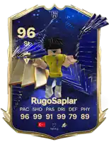 a soccer card for rugosaplar with a cartoon character on it