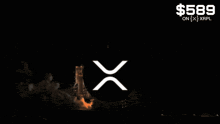 a rocket is being launched with the price of $ 589 on it