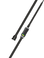 a drawing of a fishing rod with a green yellow and blue stripe on it