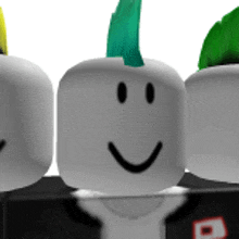 three roblox characters with mohawks on their heads are smiling