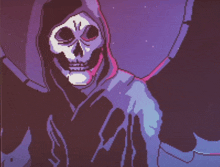 a pixel art of a grim reaper with a hood