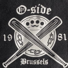 a logo for o-side brussels with crossed bats