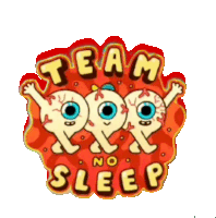 a team pop no sleep logo with cartoon characters