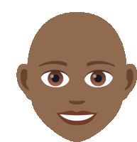 a bald man 's face is shown with a smile on his face