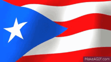 a blue white and red flag with a white star on it