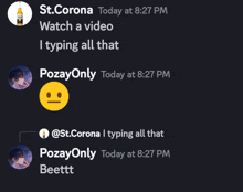 a screenshot of a conversation between st.corona and pozayoonly