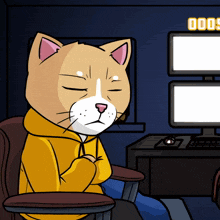 a cartoon cat is sitting in front of a computer with the word odds visible