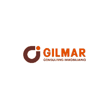 a logo for gilmar consulting inmobiliario with a brown and orange logo