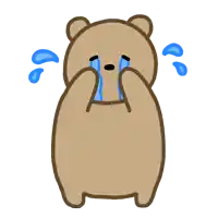 a cartoon bear is crying with tears running down its face