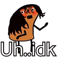 a cartoon of a person talking on a cell phone with the words uh idk below it