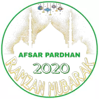 a ramzan mubarak logo with a mosque and lanterns