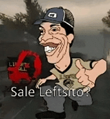 a cartoon of a man giving a thumbs up and saying sale leftsno