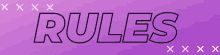 a purple background with the word rules written in black