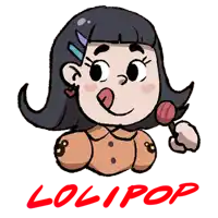 a cartoon drawing of a girl holding a lollipop and the word lollipop below her