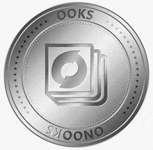 a silver coin that says ' oks ' on it with a stack of books