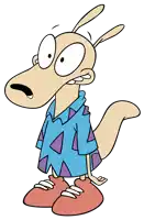 a cartoon of a kangaroo wearing a blue shirt