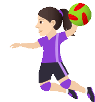 a girl in a purple shirt and black shorts is throwing a ball