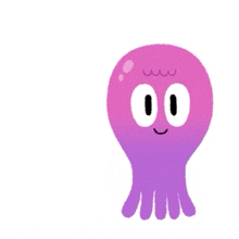 a pink octopus is standing next to a purple octopus with the words oops written on it .