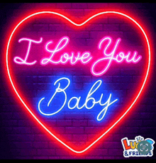 a neon sign that says " i love you baby "