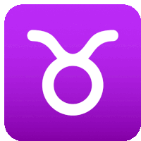 a purple square with a white taurus symbol