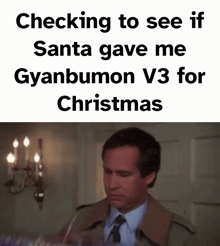 a man is checking to see if santa gave me gyanbumon v3 for christmas