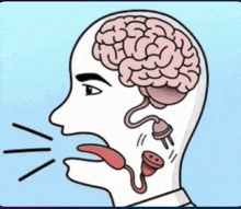 a cartoon drawing of a man 's head with a plug in his brain .