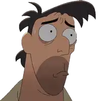 a cartoon of a man with a beard and big eyes