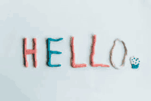 the word hello is written in different colors on a white surface