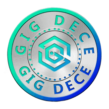 a coin that says gig dece in blue letters