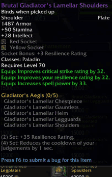 a screenshot of a video game item called brutal gladiator 's lamellar shoulders