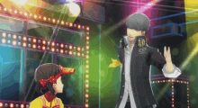 a pixelated image of a man and a girl dancing