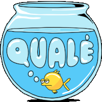 a cartoon fish in a bowl with the word quale written on it