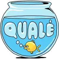 a cartoon fish in a bowl with the word quale written on it