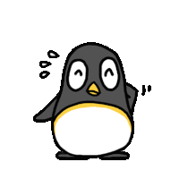 a drawing of a penguin with a yellow beak