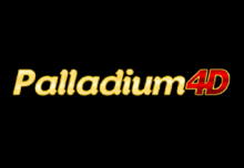 a logo for palladium 4d is displayed on a black background